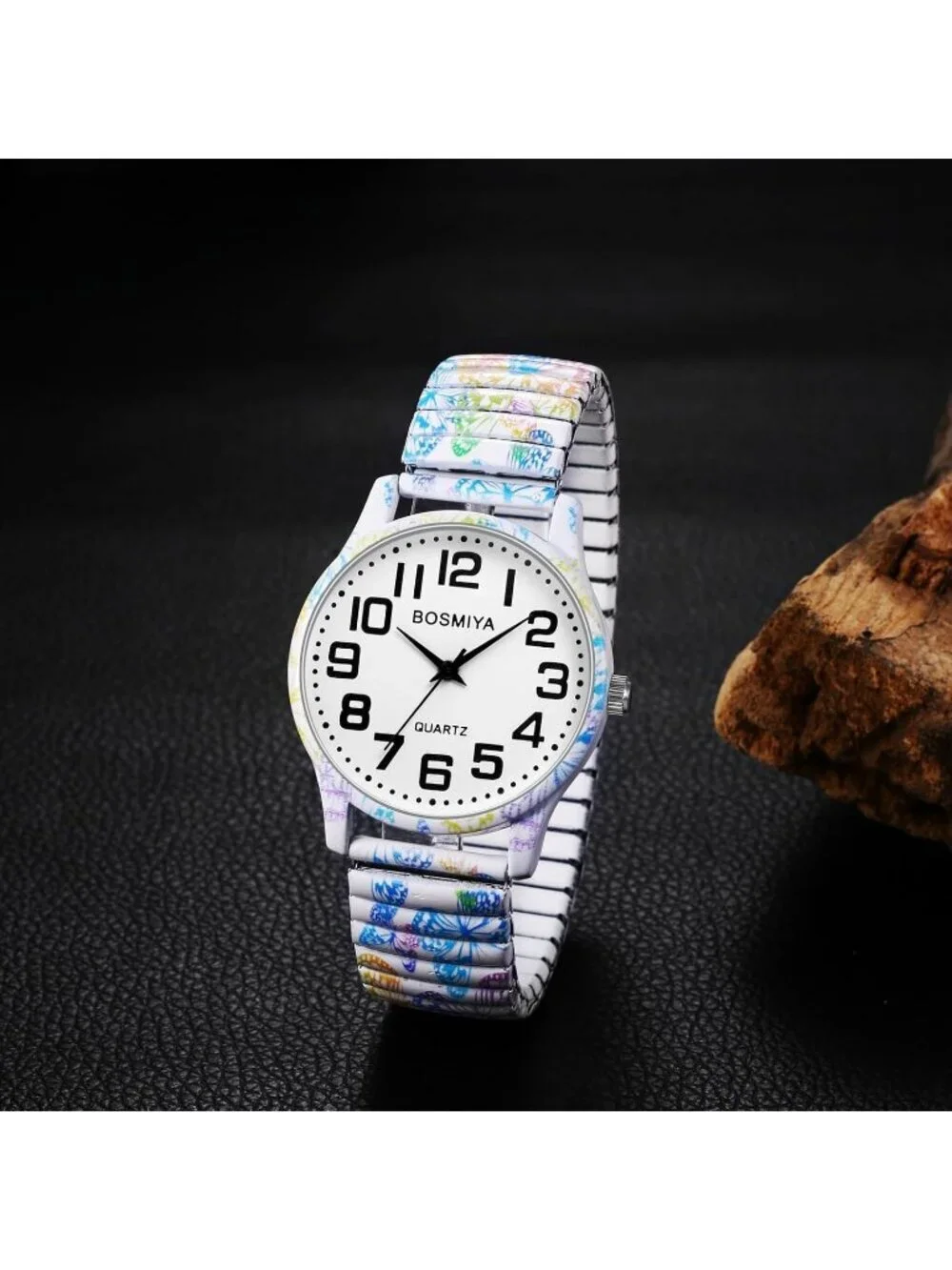 Women's Multi Color Butterfly Analog Elastic Stretch Band Bohemia Bracelet Watch